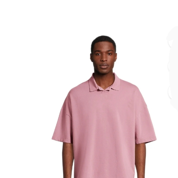 Men's soft oversized collared short sleeve shirt washed PINK color NWT - Picture 2 of 6